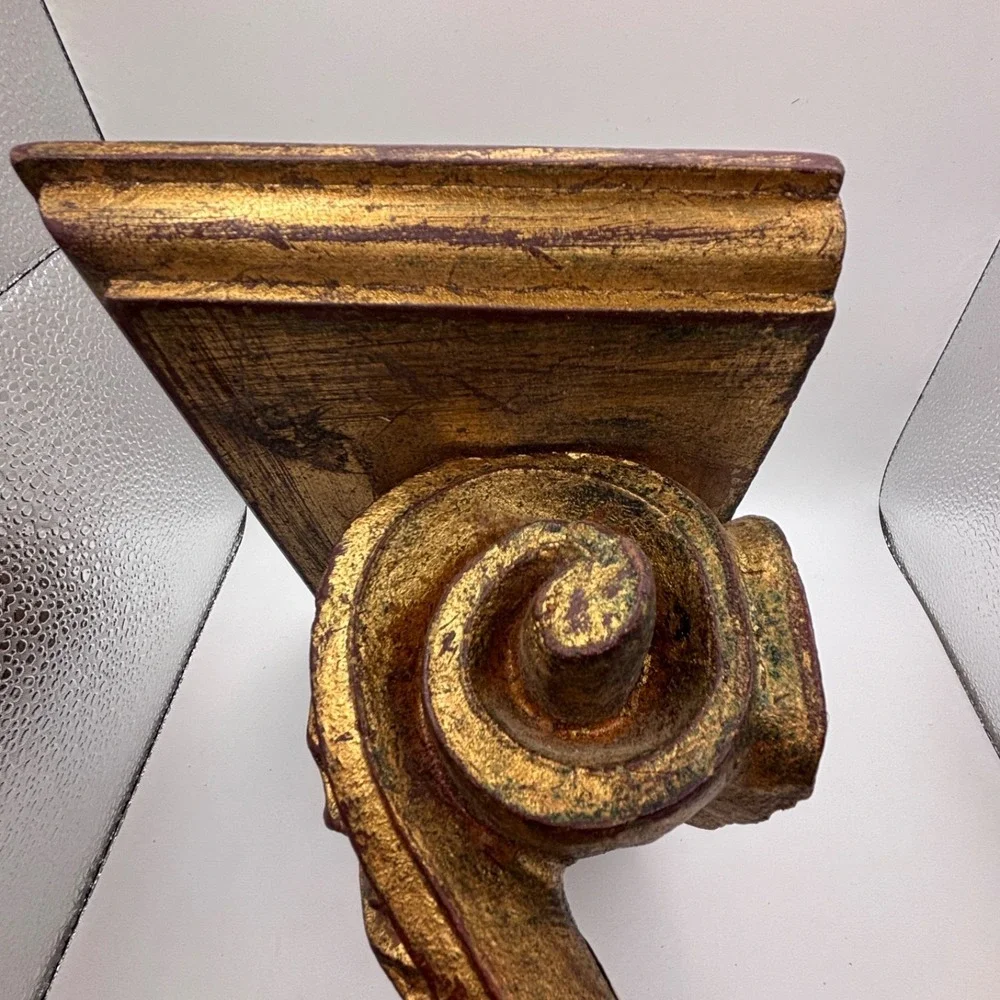 Vtg Florentine Florentia Gold Gilt Scroll Italian Wall Sconce Shelf